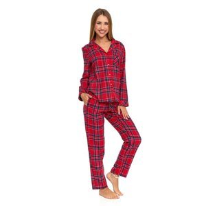 Dámské flanelové pyžamo Christmas červené káro XL