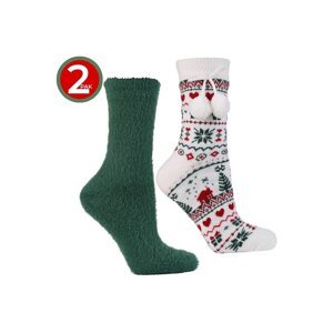 2 pack Hřejivé ponožky zelené a bílé s norským vzorem 38/41