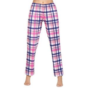 Dámské pyžamové kalhoty Magda modro-růžové káro S