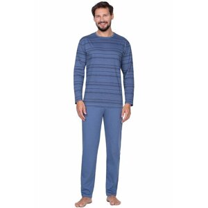 Pánské pyžamo Matyáš modré s pruhy XL