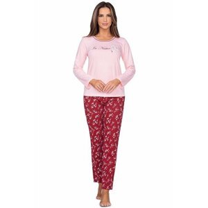 Dámské pyžamo Grace růžové s potiskem XL