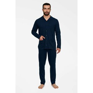 Pánské propínací pyžamo Ted tmavě modré XXL - Dárkové balení