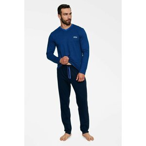 Pánské pyžamo Tier modré s pruhy XL - Dárkové balení