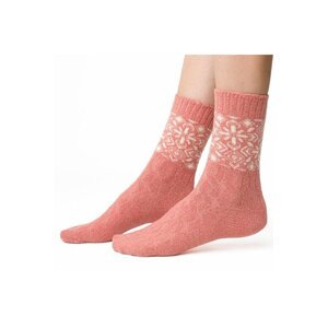Ponožky s vlnou 093 lososové norský vzor 38/40