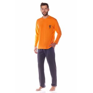 Pánské pyžamo Kamil oranžové s kaktusem L