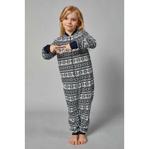 Dětský pyžamový overal Alaska modrý norský vzor 98/104