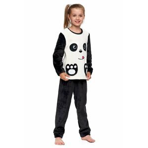 Hřejivé dětské pyžamo Panda černo-bílé 146