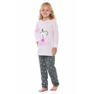 Dívčí pyžamo Winter růžové s medvídkem 140