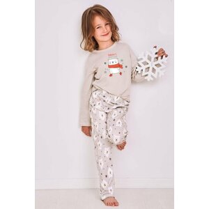 Zateplené dívčí pyžamo Anie šedé s medvídkem 146
