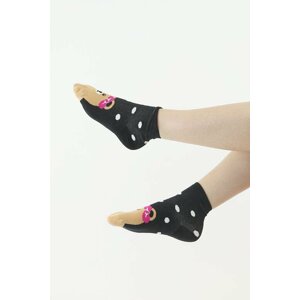 Zábavné ponožky Bear černé s bílými puntíky 35/38