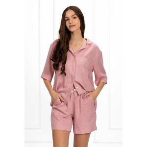 Dámské lněné pyžamo Karina růžové XL