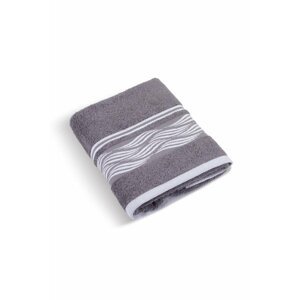 Šedý froté ručník 480g vlnka 50x100