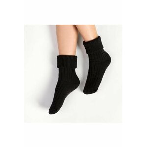 Pletené spací ponožky 067 černé s vlnou 38/40