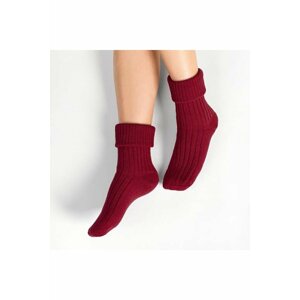 Pletené spací ponožky 067 vínové s vlnou 35/37