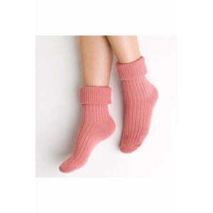 Pletené ponožky na spaní 067 lososové s vlnou 35/37