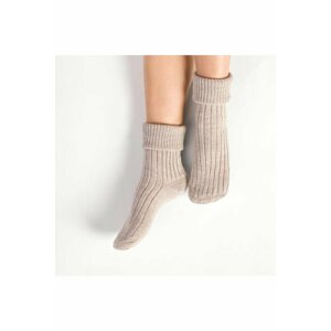 Pletené ponožky na spaní 067 béžové s vlnou 35/37