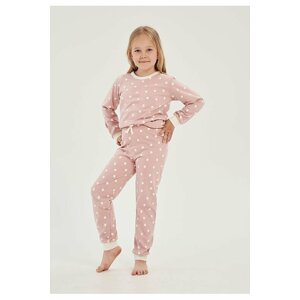 Dívčí pyžamo Chloe růžové s puntíky 128