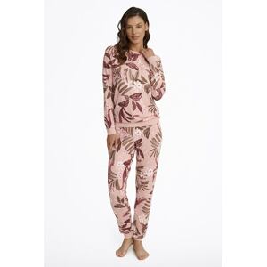 Dámské pyžamo Midnight růžové s přírodním motivem XL