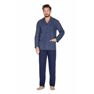 Pánské pyžamo Tom modré s knoflíky XXL