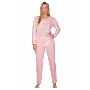 Dámské froté pyžamo Agata růžové s pruhy M