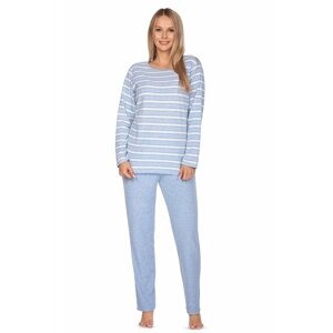 Dámské froté pyžamo Agata modré pruhy XL
