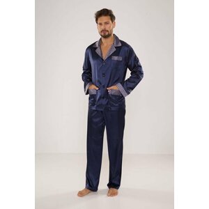 Saténové pánské pyžamo Adam tmavě modré XL