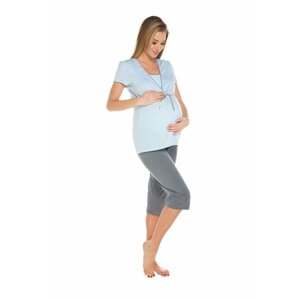 Těhotenské a kojicí pyžamo Felicita světle modré XL