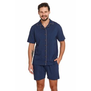 Pánské pyžamo s knoflíky Dale tmavě modré XL - Dárkové balení