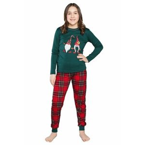 Dívčí pyžamo Santa zelené 110/116