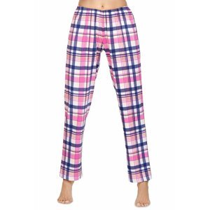 Dámské pyžamové kalhoty Magda modro-růžové káro XXL