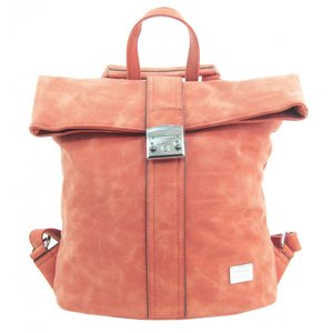 Dámský batoh / kabelka z broušené kůže lososá růžová