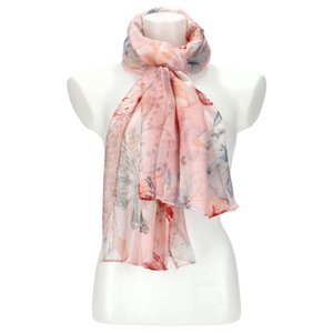 Dámský letní barevný šátek v motivu motýlů 173x71 cm růžová