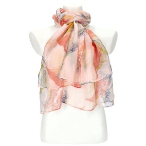 Dámský letní barevný šátek v motivu pírek 188x71 cm růžová