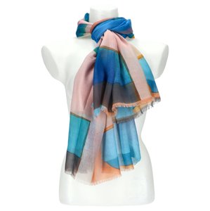 Letní dámský barevný šátek 180x90 cm modrá
