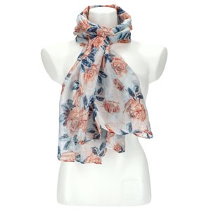 Dámský letní šátek v motivu růží 177x72 cm tmavě modrá