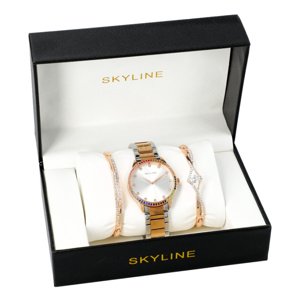 SKYLINE dámská dárková sada zlaté hodinky s náramky NMP0003