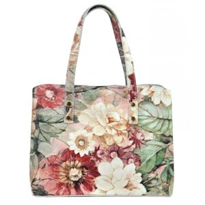 Kožená barevná dámská kabelka do ruky v květovaném motivu Florencie