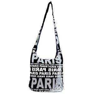 Moderní látková crossbody taška PARIS s bílým potiskem