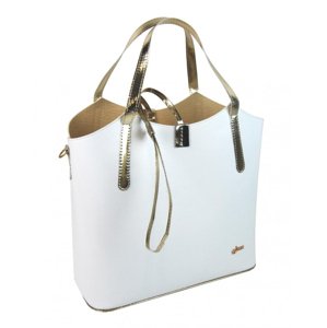 Bílá moderní dámská kabelka se zlatými doplňky S749 GROSSO