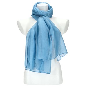 Dámský letní šátek jednobarevný 183x77 cm modrá