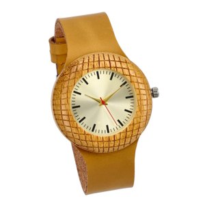 Dřevěné přírodní dámské hodinky s koženým řemínkem v krabičce