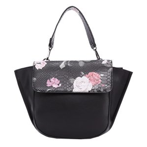 DIANA &amp; CO Květinová dámská taška s klopou černá