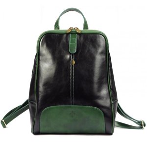 Kožený černo-zelený dámský batoh Florence