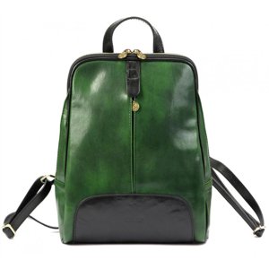 Kožený zeleno-černý dámský batoh Florence