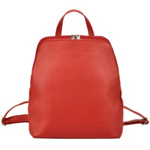 Kožený červený dámský módní batůžek se dvěma oddíly 518-013