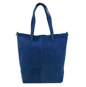 Kožená velká modrá broušená praktická dámská kabelka