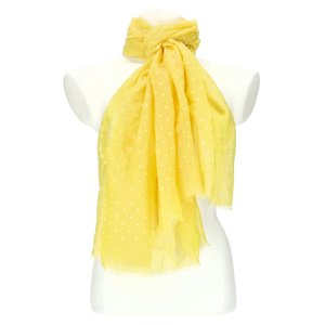 Dámský letní jednobarevný šátek s puntíky 180x69 cm žlutá