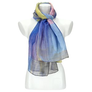 Letní dámský barevný šátek 184x70 cm modrá