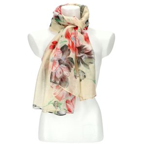 Letní dámský barevný šátek v motivu květů 180x71 cm meruňková