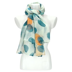 Letní dámský barevný šátek s puntíky 180x72 cm modrá